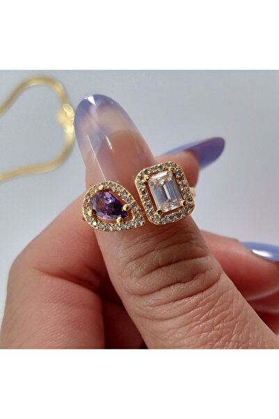 Ödül Moda خاتم من حجر الزركون الذهبي الصلب