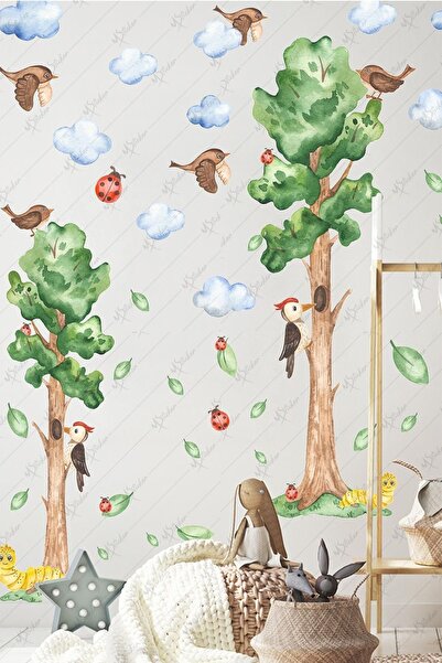 MSticker Soft Renklerde Ormandaki Sevimli Hayvanlar Temalı Sticker Seti