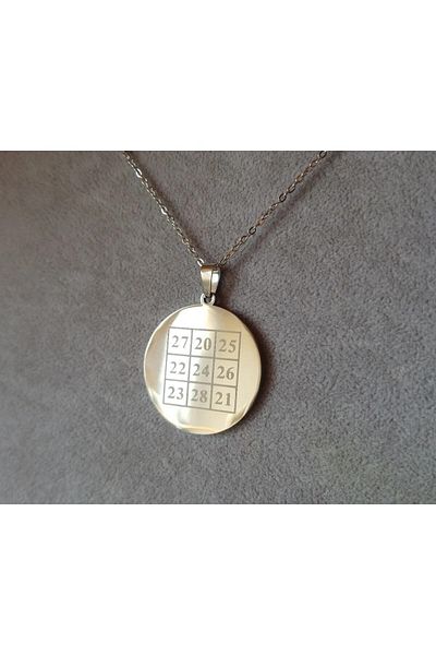 Anatolia Kubera Yantra (MONEY COIN) Number Section Steel Necklace