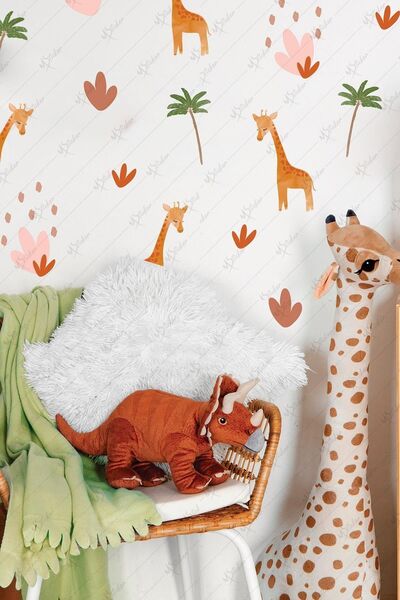 MSticker Set de autocolante drăguțe cu girafe și copaci pentru copii pentru camera bebelușului