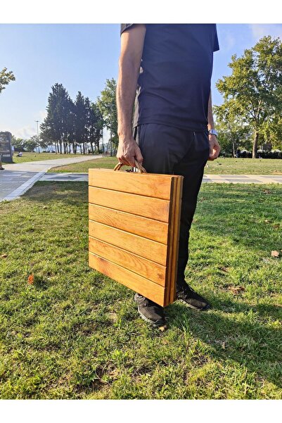 ZMB 50x100 Cm Katlanı Piknik Kamp Masası Meşe