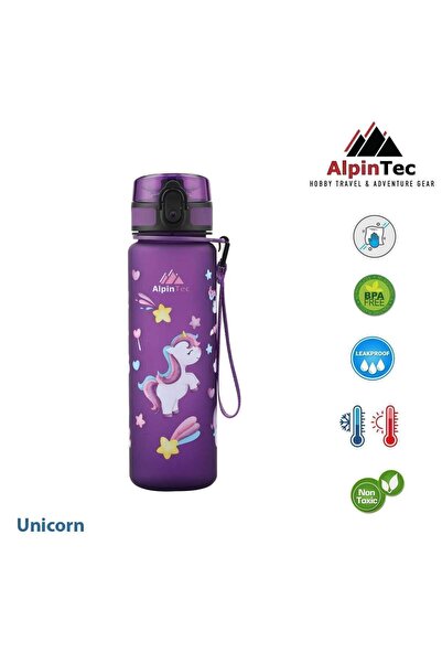 AlpinTec Unicorn Mor Tritan Çocuk Suluk Matara 500 ml