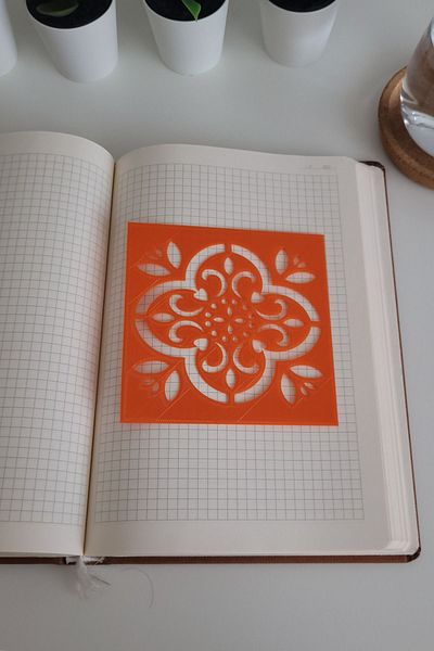 Karmelom Studio Clover Patterned Mandala Drawing Ruler - Painting Template