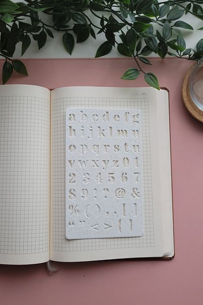 Karmelom Studio Lowercase Letter and Symbol Drawing Template Ruler - Ruler for Bullet Journal Note and Content Layout