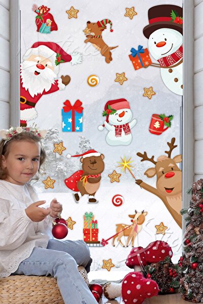 MSticker Yeni Yılı Kutlayan Sevimli Figürler Yılbaşı Yeni Yıl Sticker Seti Kı...