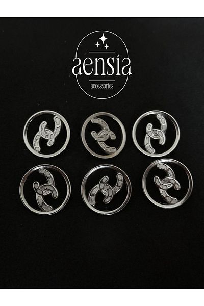 aensia Silver Clearance Metal Blazer Jacket with Half Chain - 2.29 CM Skirt Coat Button Pack of 6