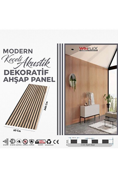 WİNFLEX KEÇELİ DEKORATİF AKUSTİK AHŞAP PANEL – FLORA (60X240CM).