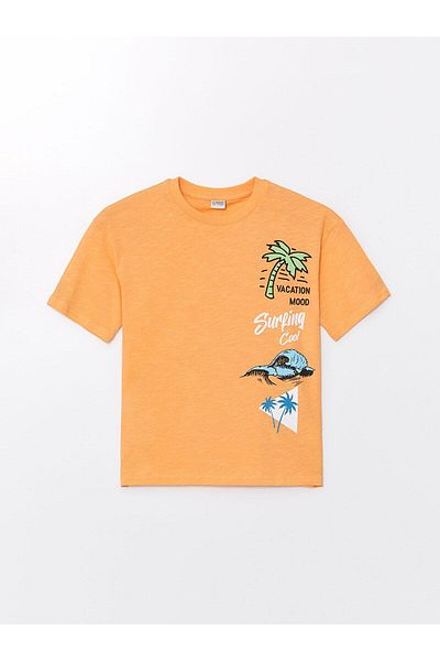 LC Waikiki Lcw Kids Boy Oversize T-Shirt - Light Orange, Crew Neck