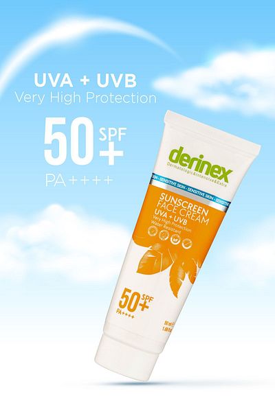 derinex Cream Colored SPF 50 Sunscreen - 50ml For Sensitive Skin