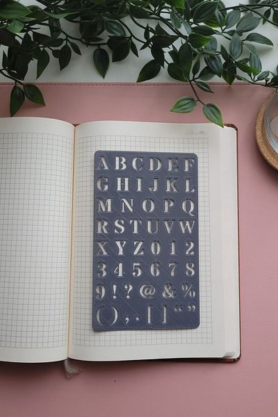 Karmelom Studio Classic Style Large Letter Stencil Ruler - Bullet Journal Title Drawing Tool