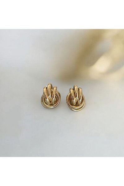 SİSTORİZE Your Luxury Premium Gold Series - Triple Hoop Row, Nesting Steel Earrings