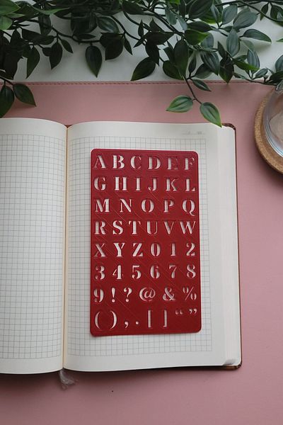 Karmelom Studio Classic Style Large Letter Stencil Ruler - Bullet Journal Title Drawing Tool