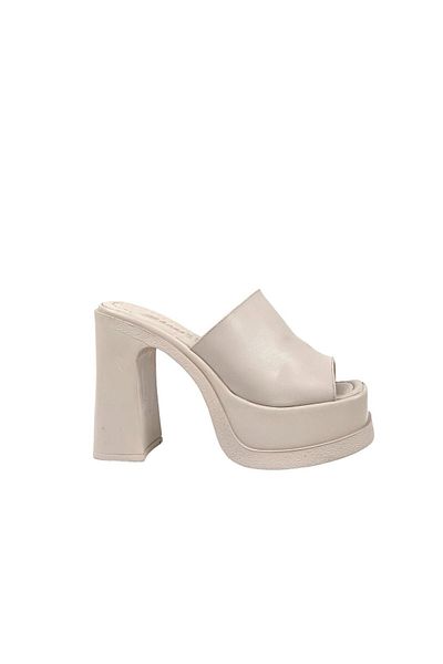 Les Passent Beige High Platform Women's Slippers - 15 Cm Heel 1001