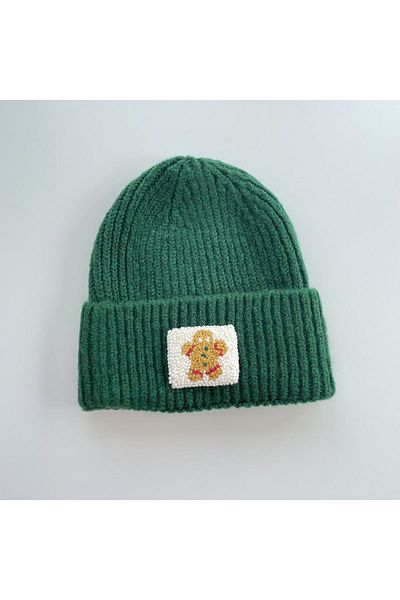 byebruketenci Green Luxury Wool Beret With Gingerbread Punch Detail New Year's Green Beret