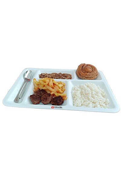 Çelebi Endüstriyel Mutfak Sert Plastik Tabldot Tabak - 4 Çeşit Yemeğe Uygun