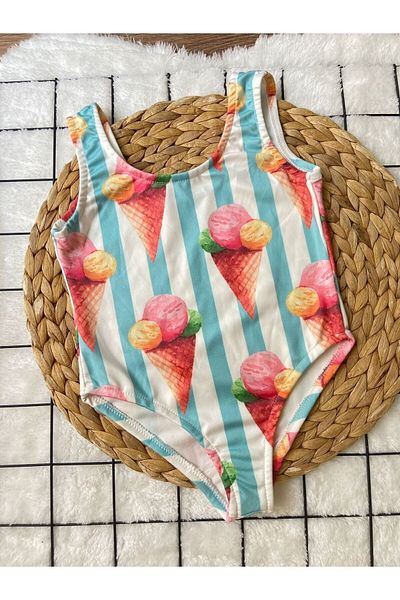 Tunays Girl's Printed Swimsuit