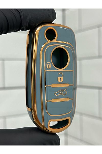 BARKAS ELEKTRONİK Fiat Egea - Gray Gold Nano Key Case with Switchblade