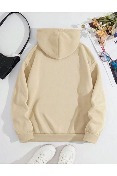 Boi Brooklyn 1997 Printed Unisex Oversize Hooded Sweatshirt - Μαύρο Μπεζ Μωρό