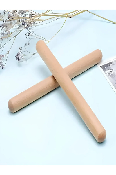 Bundeba Ahşap Naturel Ritim Çubuğu Okul Öncesi Perkusyon Müzik Aleti 1 Çift 2...