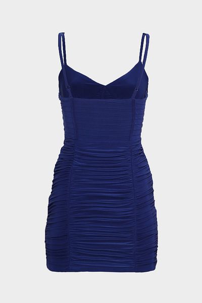 Açelya Okcu Women's Mini Dress - Strappy, Drape Detail and Ribbed