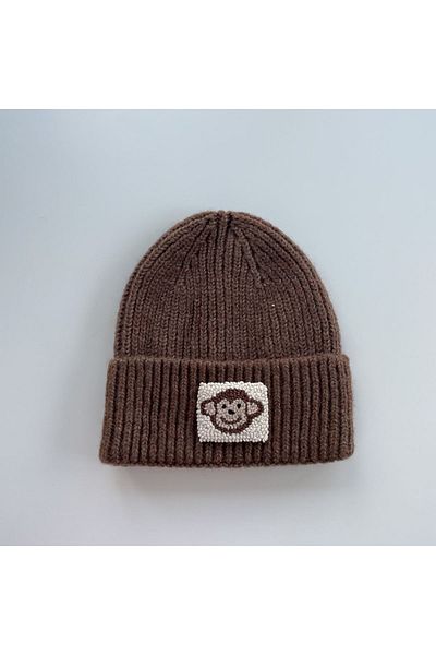 byebruketenci Brown Beret Wool Luxury Monkey Punch Detailed Beret Unisex Christmas Gift