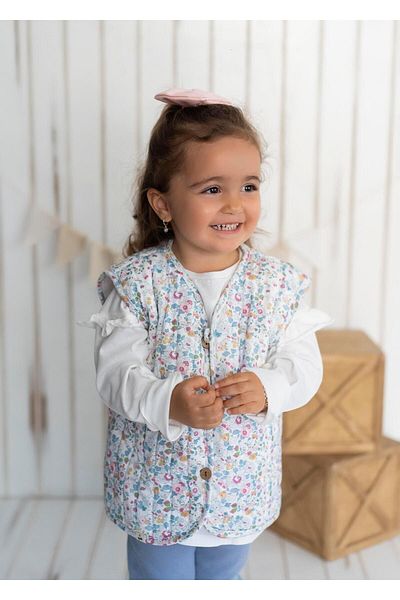 Kirazkids Vestă pentru bebeluși de pluș cu model de flori