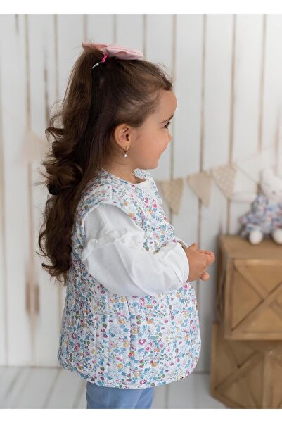 Kirazkids Çiçek Desenli Peluş Bebek yeleği