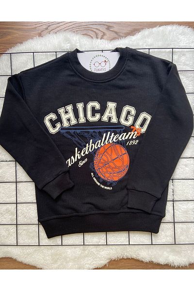tunays shopping Hanorac oversize pentru copii cu imprimeu CHICAGO
