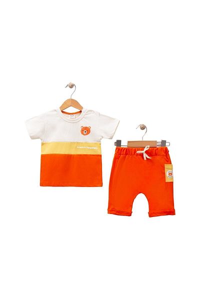 LANUGO Baby Boy Summer Bottom Top Set Teddy Bear Patterned T-Shirt Shorts