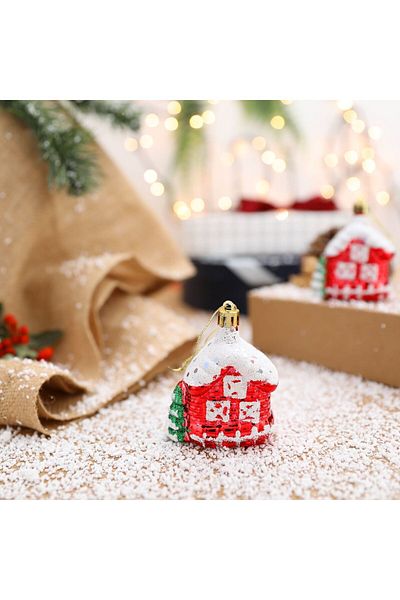 Yenigeldi Christmas Decorations - 3 Pieces 8.5 cm Mountain House, Wishing House and Pine Tree Ornament Party