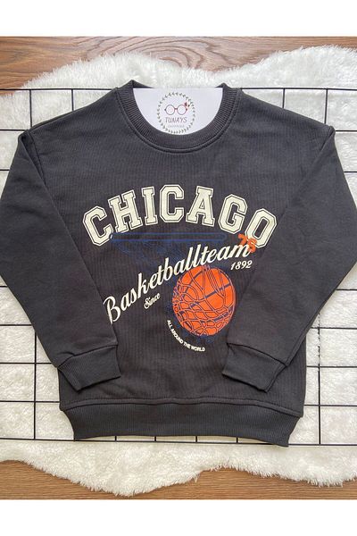 tunays shopping Hanorac oversize pentru copii cu imprimeu CHICAGO