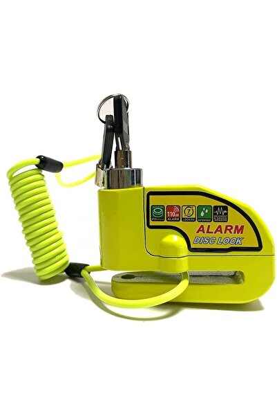 zenmoto Alarmlı Disk Kilidi 110 desibel + hatırlatma kablosu (fosforlu yeşil)