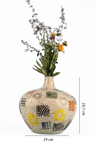 Hmydesign Ceramic Patterned Miserable Handmade Vase