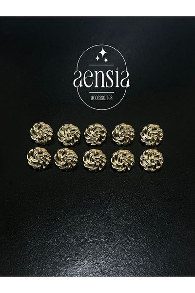aensia Gold Knot Yumak Knitting Model Metal Blouse Shirt Dress Button 1,14 cm - Pack of 10