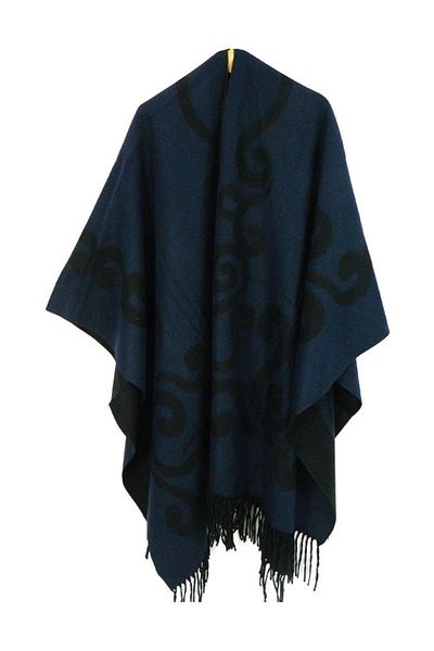 Nazar Women's Shawl Poncho - Shoulder Shawl Navy Blue