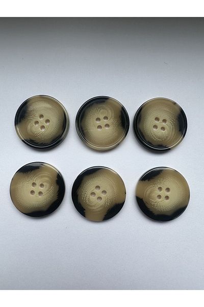 aensia Camel Brown Black Marble Marble Pattern Design Button Plain Polyester Button 40 Size Buttons - Pack of 6