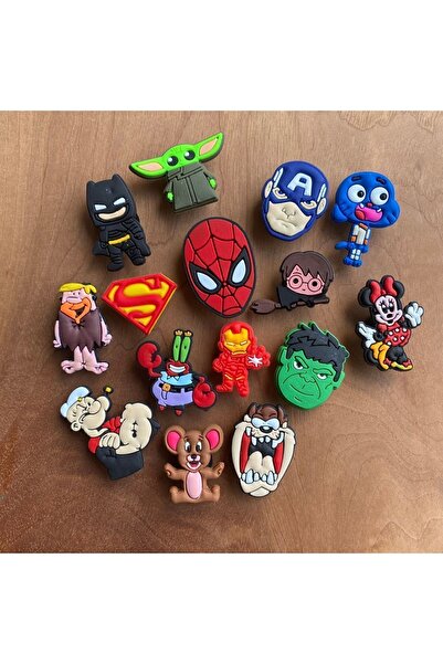 Crocs Jibbitz Terlik Süs Marvell Karakterleri ,Sevimli Figürler 15'li Set