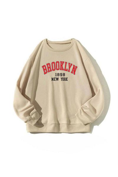 OFFSIDESIGN Brooklyn 1898 Printed Unisex Γυναικείο φούτερ Oversize - Λευκό, Μαύρο, Μπεζ, Κόκκινο Ροζ