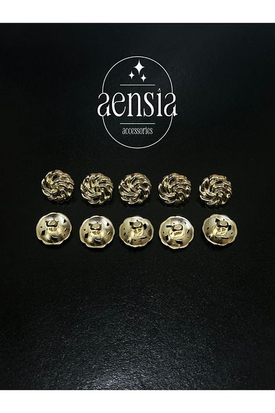aensia Gold Knot Yumak Knitting Model Metal Blouse Shirt Dress Button 1,14 cm - Pack of 10