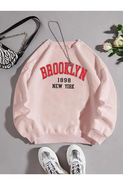 OFFSIDESIGN Brooklyn 1898 Printed Unisex Γυναικείο φούτερ Oversize - Λευκό, Μαύρο, Μπεζ, Κόκκινο Ροζ