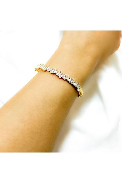 MELLS TAKI Vi̇p Asymmetric Pirltan Stone Cut - Adjustable Gold Clamp 316L Stainless Steel