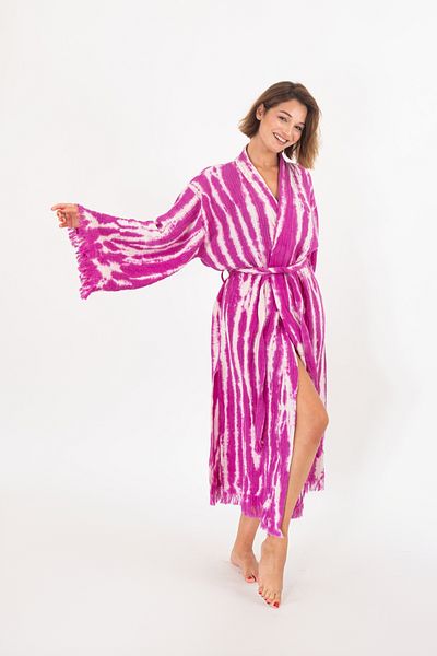 NAURA Concept Μπουρνούζι Tie Dye Muslin Kimono - 100% βαμβακερό φόρεμα παραλίας