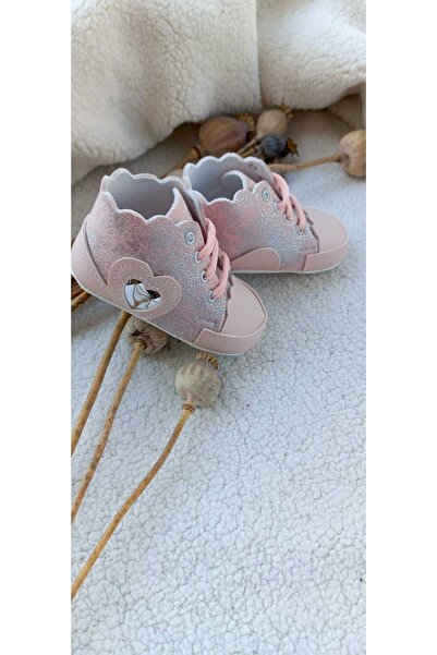 Bilge Trend Velcro Booties for Girl - Soft Sole, Heart (0-6 and 6-12 Months)
