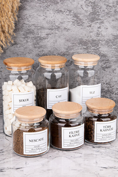 MODA OZY 1300ml Tea/Sugar/Salt and 500ml Filter Coffee/Turkish Coffee/Nescafe Jar - Set of 3 with Wooden Lid