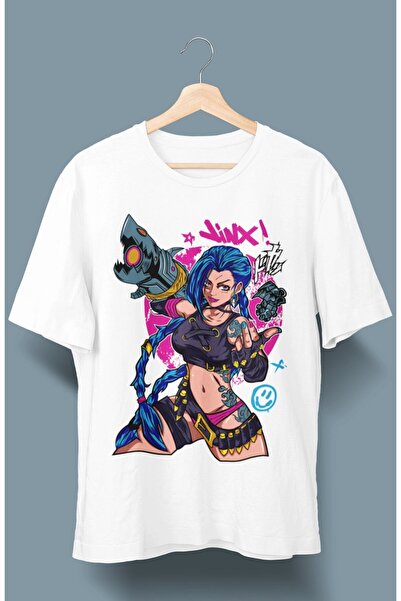 Fuddy Moda Μπλουζάκι Unisex Oversize Anime με στάμπα - L O L Jinx
