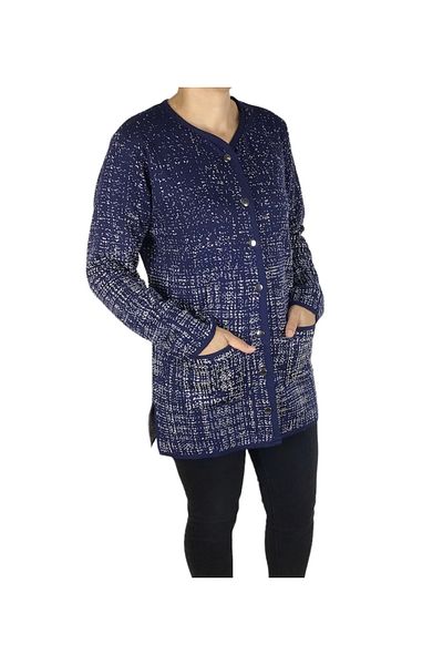 ECE GİYİM Patterned Women's Thick Winter Cardigan - with Buttons and Pockets