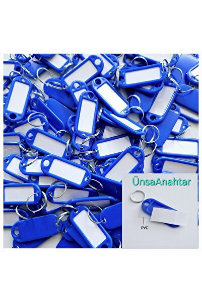 ÜNSA Anahtar 100x Anahtarlık Plastik Etiket Kimlik PVC li  Isimlik Isim Yazı ...