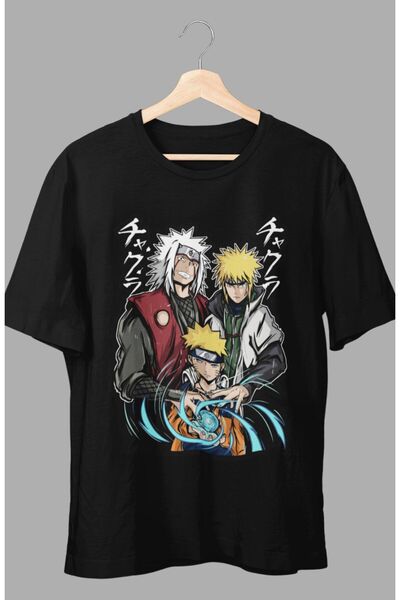 Fuddy Moda Tricou supradimensionat cu imprimeu Naruto Jiraiya Minato Namikaze...