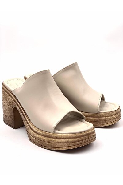 Les Passent Women's Beige Denver Skin Ready High Heel Platform Orthopedic Comfort Sole Heeled Slippers