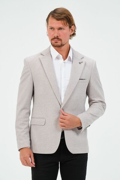 VALUE Krem Slim Fit Astarlı Erkek Blazer Ceket, Şık Ceket